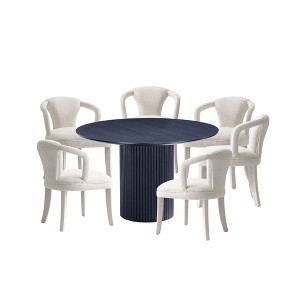 Manhattan Comfort 7pc Hathaway and Palmer Modern Dining Set Black/Ivory - 1 of 4