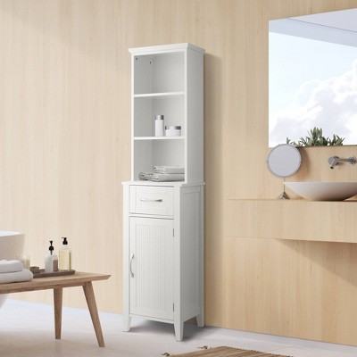 Newport Adjustable White Wooden Linen Storage Cabinet