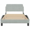 vidaXL Bed Frame with Headboard Platform Foundation Bedroom Furniture Velvet - Light Gray Twin - 3 of 4