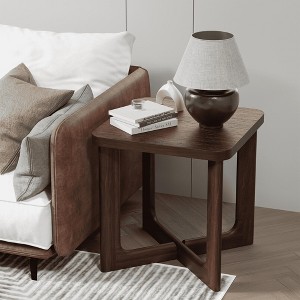 Spassway Brown Square End Table Small Side Table with Criss Cross Table Legs Wood Sofa Table Narrow Nightstand for Small Spaces Living Room Bedroom - 1 of 4