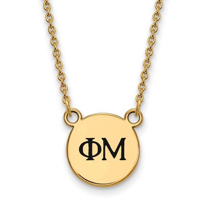 Black Bow Jewelry 14k Yellow Gold Plated Sterling Silver Phi Mu Greek Life Necklace 18 Inch