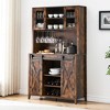 70'' Wine Bar Cabinet with Storage Hutch, Tall Coffee Bar Cabinet with Sliding Barn Doors, Bottle Glasses Rack, Farmhouse Coffee Bar - 3 of 4