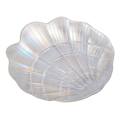 Zodaca Shell Jewelry Tray Trinket Dish, Iridescent Mermaid Plate Ring Holder, Key Tray for Entryway Table, Desk Organizer