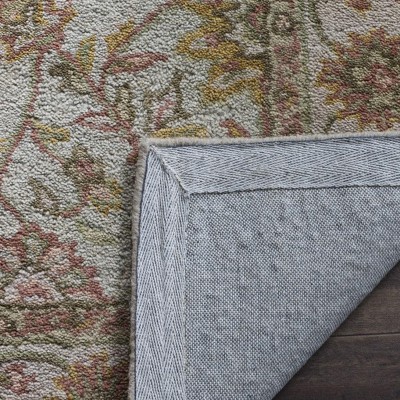 Ivory and Light Green Handmade Wool Tufted Area Rug 2' x 3'