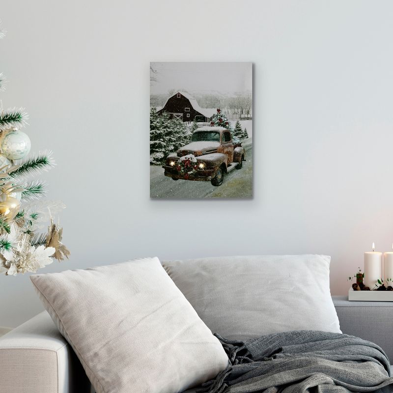 Northlight LED Lighted Fiber Optic Truck with Tree Christmas Canvas Wall Art 15.75"  x 11.75", 2 of 7