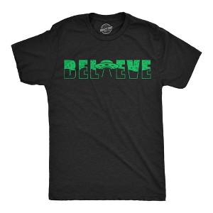 Mens Funny T Shirts Believe UFO Sarcastic Alien Graphic Novelty Tee for Men - Crazy Dog Men's T Shirt - 1 of 4