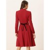 Allegra K Women's Elegant Work Sheath Mock Neck Flare Long Sleeve Knit Midi Dress - 4 of 4