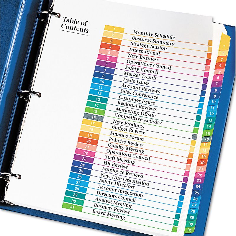 Avery Ready Index Customizable Table of Contents Multicolor Dividers 31-Tab Letter 11129, 4 of 9