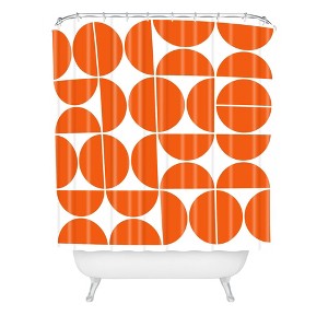 The Old Art Studio Mid Century Modern Shower Curtain Orange - Deny Designs: Geometric Pattern, Microfiber Fabric, Machine Washable - 1 of 4