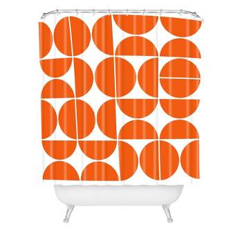 The Old Art Studio Mid Century Modern Shower Curtain Orange - Deny Designs