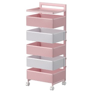 Fortune Candy 34.45'' Tall 5-Tier Metal Rolling Cart, Home Organization - 1 of 4