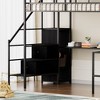 Okak Full Size Metal Loft Bed with L-shaped Desk, Bed Frames with Safety Rails, Ladder and Storage Shelves, Twin Bed for Bedroom, Kids Room, Black - 4 of 4