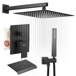 3-Spray Patterns With 2.5 GPM 10 in. Showerhead Wall Mounted Dual Shower Heads With Valve - 1 of 4