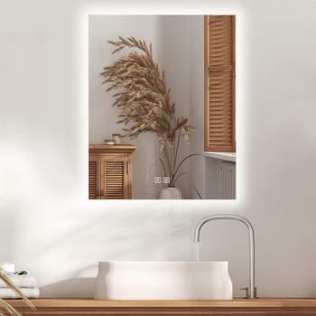 HOMLUX Dimmable Rectangular Bathroom Mirror with Memory, Auto-off Anti-fogging and 3 color temperature
