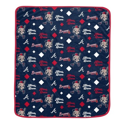 MLB Atlanta Braves Retro Mascot Repeat Cozy Throw Blanket