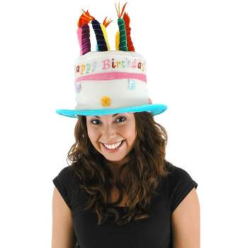 HalloweenCostumes.com    Plush Birthday Cake Hat, White/Pink/Blue