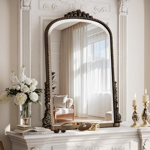 32"x24" Wall Mirror, Arched Beaded Mirror with Metal Frame, Decorative Bathroom Vanity Mirror for Entryway, Bedroom, or Living Room - 1 of 4