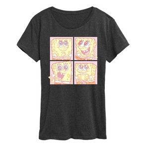 Women's - Spongebob Squarepants - Cute Face Grid Short Sleeve Graphic T-Shirt - 1 of 4