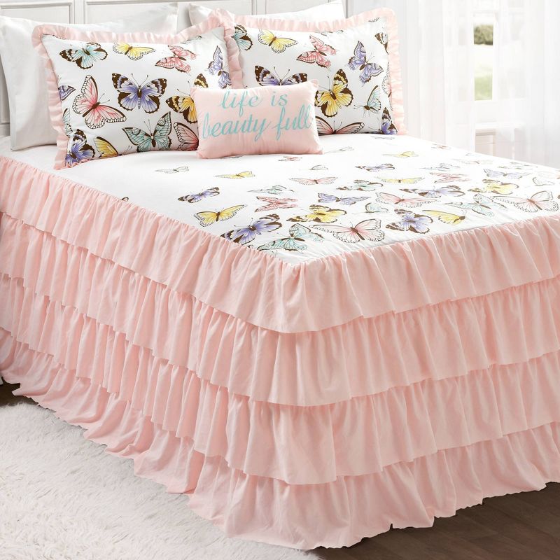 3pc Full Flutter Butterfly Bedspread Kids&#39; Quilt Set Pink - Lush D&#233;cor, 3 of 12