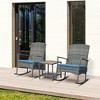 Outsunny 3 Pieces Outdoor PE Rattan Rocking Chair Set, Patio Wicker Recliner Rocker Chair with Soft Cushion & Nature Wood Top Coffee Table, for Garden Backyard Porch - 3 of 4