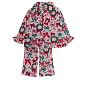 RuffleButts Toddler Girls Holiday Ruffle Flare Pajama Set - 1 of 4