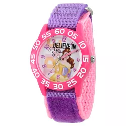 Girls' Disney Princess Belle Pink Plastic Time Teacher Watch - Purple