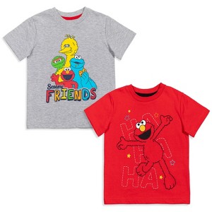 Sesame Street Elmo's Book of Friends 2 Pack T-Shirts and Board Book Set Toddler - 1 of 4