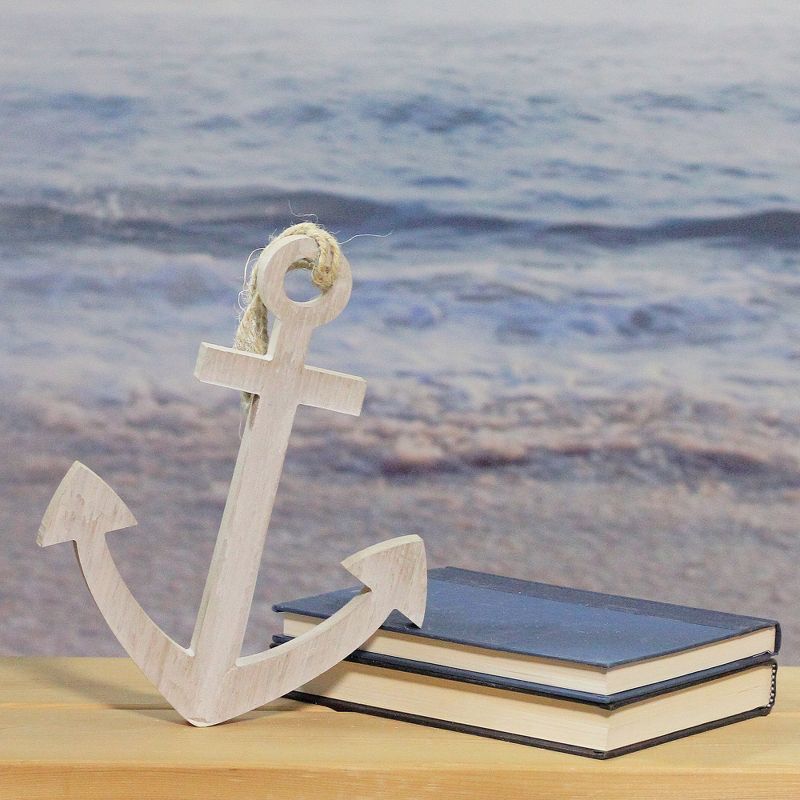 Northlight 9.75” White Cape Cod Inspired Wall Hanging Nautical Anchor, 3 of 4