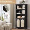 Rustic 3-Shelf Bookshelf with Doors, Wooden Bookcase with Cabinets, 70" Tall Floor-Standing Display Storage Shelves for Bedroom, Living Room - 3 of 4