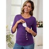 Women's Maternity Nursing Blouse V Neck 3/4 Sleeves Ribbed Knitted Ruched Tops - INSPIRE CHIC - 2 of 4