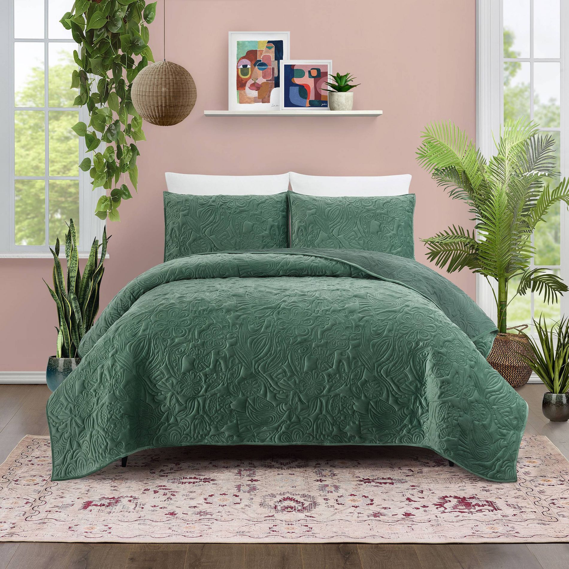 Jungalow by Justina Blakeney 3pc Secret Garden Quilt Set Green