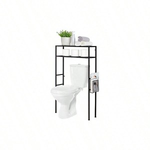 2 - Tier Over Toilet Storage Space Saver Metal Bathroom Shelves Freestanding Above Over Toilet Storage Shelf with 1 Magazine - 1 of 4