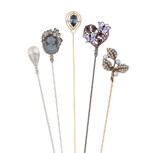 Anna-Kaci 5Pcs Vintage Cameo and Rhinestone Hat Lapel Pin Set for Secure Styling on Scarves Coats and Hats - 5pcs Simple - 1 of 4
