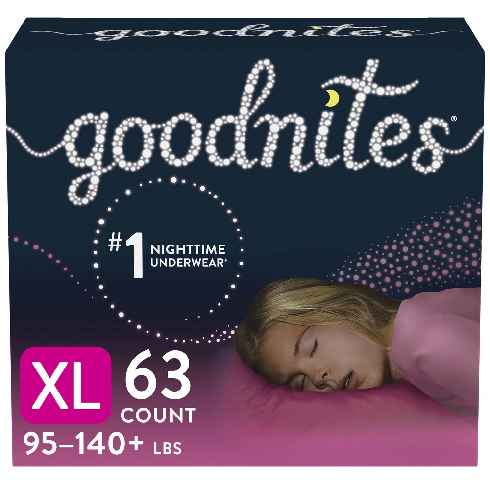 GoodNites Girls' Nighttime Bedwetting Underwear Huge Size - XL - 63ct