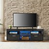 Chic Crate - Modern TV Media Console w/ Ambient RGB Lighting - High Gloss UV Finish - Lounge/Bedroom - Obsidian Black - 3 of 4