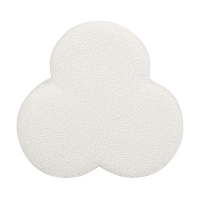 Ivory White Boucle Clover Shaped Accent Ottoman