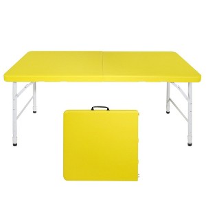 Osparple  Folding Outdoor Dining Table,Rectangle Portable Patio Table with Carrying Handle 4 Chairs - 1 of 4