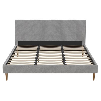Daphne King-Sized Light Gray Velvet Upholstered Bed with Tufted Headboard