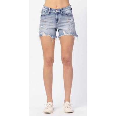 Women's Rainbow Paint Splash Short - Judy Blue
