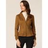 INSPIRE CHIC Women's Notched Collar Button Ruched Long Sleeve Faux Suede Blazer - 2 of 4