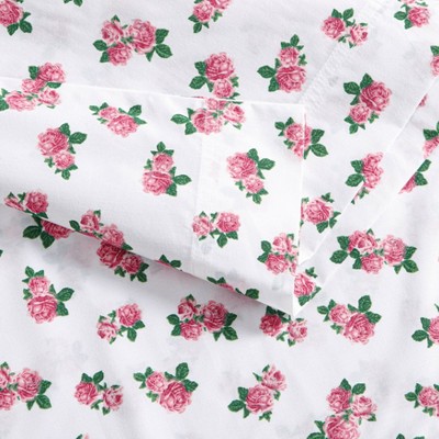 King Pink Floral Cotton Percale Sheet Set