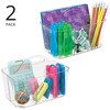 mDesign Small Plastic Caddy Tote for Desktop Office Supplies, 2 Pack, Clear - 2 of 4
