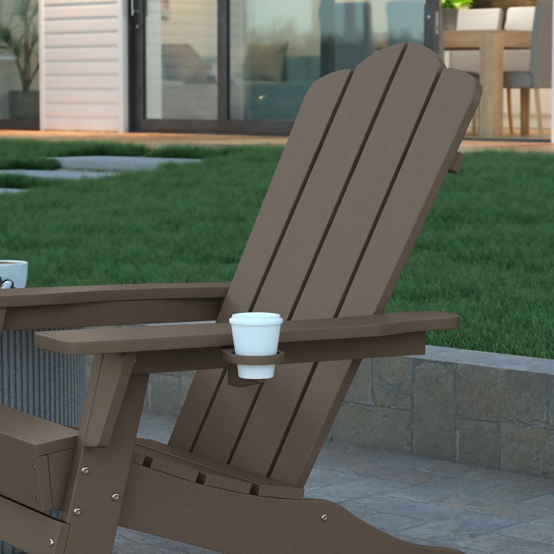 Emma and Oliver Set of 2 Adirondack Chairs with Cup Holders, Weather Resistant HDPE Adirondack Chairs, 5 of 12