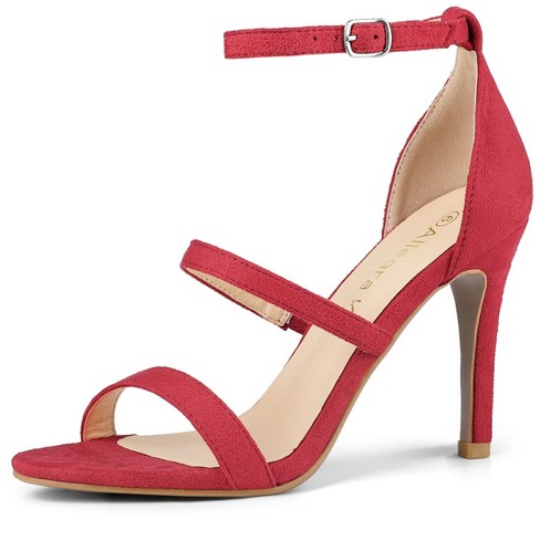 Allegra K Women s Open Toe Triple Straps Stiletto High Heels Red