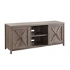 58" Modern Farmhouse Double Sliding Door Gray Oak Wood TV Stand - Henn&Hart - 3 of 4