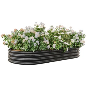 SEVOBAL Planters Raised Garden Bed Outdoor, Oval Large Metal Raised Planter Bed for Plants, Vegetables, Flowers, Black, 88.98"*44.68"*11.42" - 1 of 4