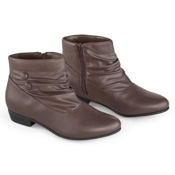 Collections Etc Faux Leather Scrunch Ankle Boots, Wide Width