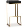 TOV Furniture Ferrara Performance Vegan Leather and Gold Steel Barstool - Set of 2 in Black - 3 of 4