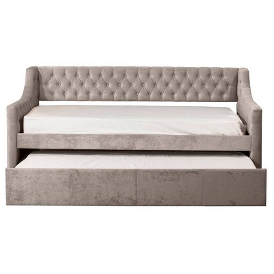Twin Jaylen Upholstered Daybed with Trundle Unit Silver Fabric - Hillsdale Furniture
