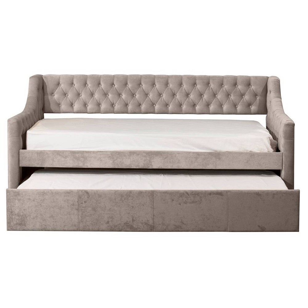Twin Jaylen Upholstered Daybed with Trundle Unit Silver Fabric - Hillsdale Furniture -  53490781